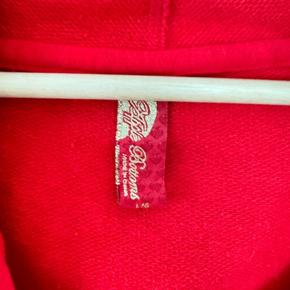 Apple Bottom Red Cropped Hoodie Embroidered Logo Gold Studded Zip Sweatshirt - Picture 4 of 13
